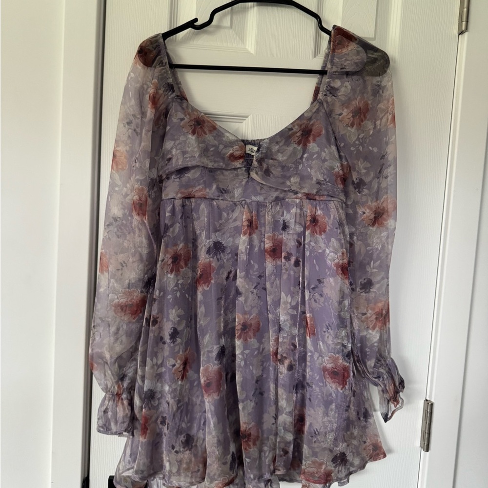 Floral Sheer Long Sleeve Blouse
